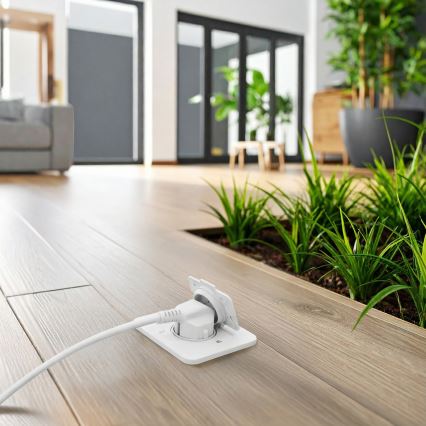 Brilagi - Zewnętrzne wpuszczane gniazdo podłogowe IP55, białe, prostokątne