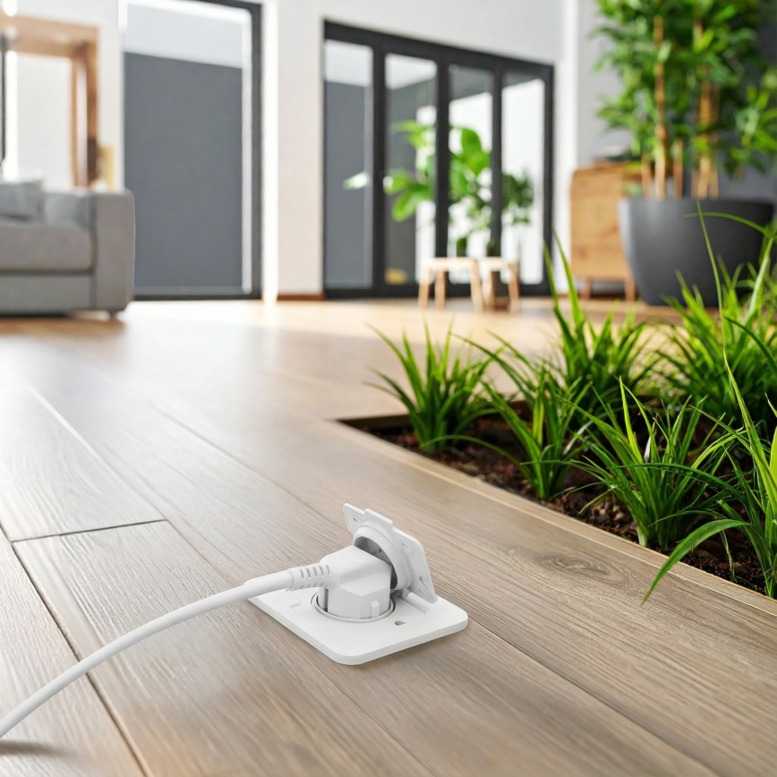 Brilagi - Zewnętrzne wpuszczane gniazdo podłogowe IP55, białe, prostokątne