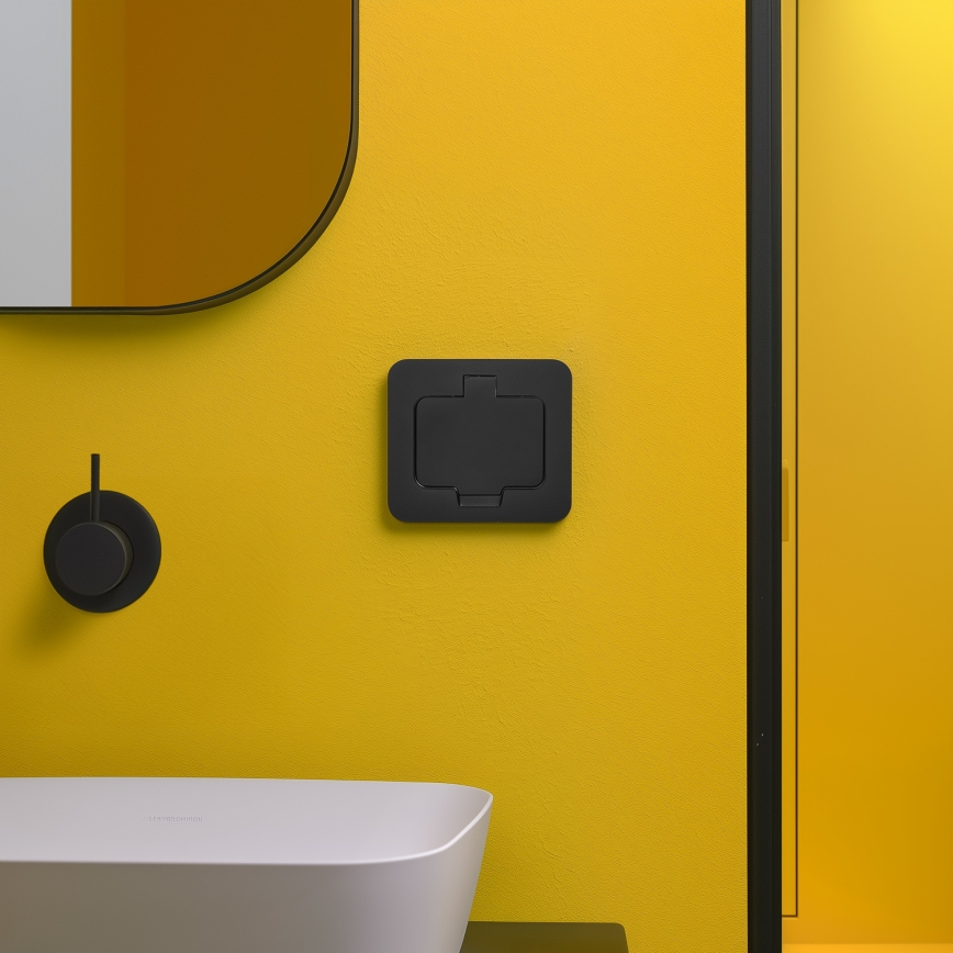 Brilagi - Zewnętrzne wpuszczane gniazdo podłogowe IP55, czarne, prostokątne