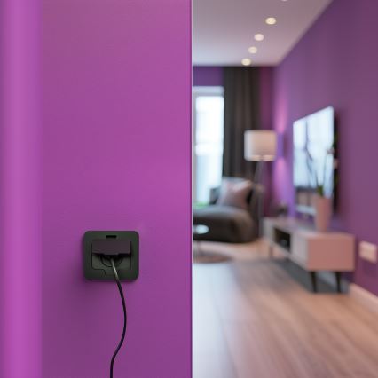 Brilagi - Zewnętrzne wpuszczane gniazdo podłogowe IP55, czarne, prostokątne