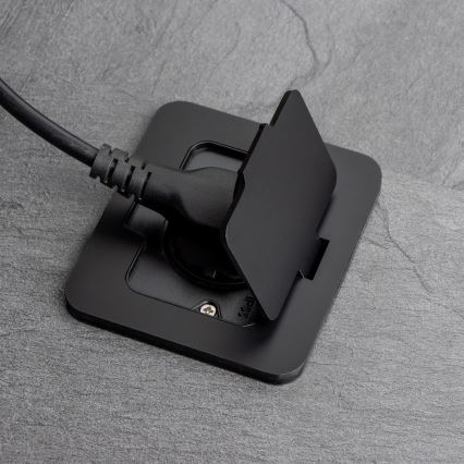 Brilagi - Zewnętrzne wpuszczane gniazdo podłogowe IP55, czarne, prostokątne