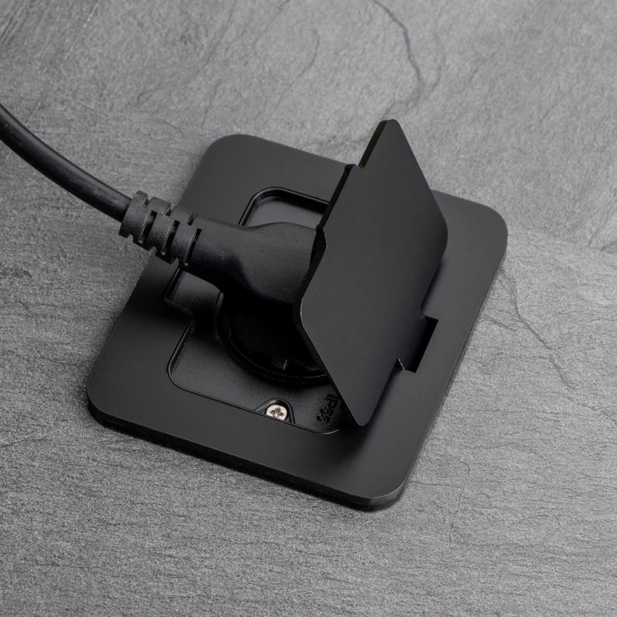 Brilagi - Zewnętrzne wpuszczane gniazdo podłogowe IP55, czarne, prostokątne