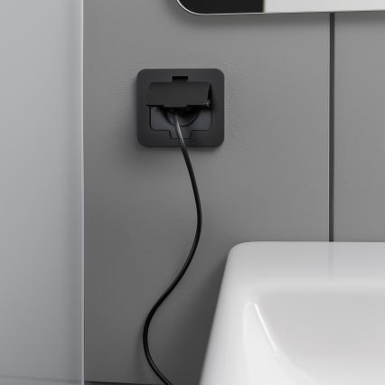 Brilagi - Zewnętrzne wpuszczane gniazdo podłogowe IP55, czarne, prostokątne