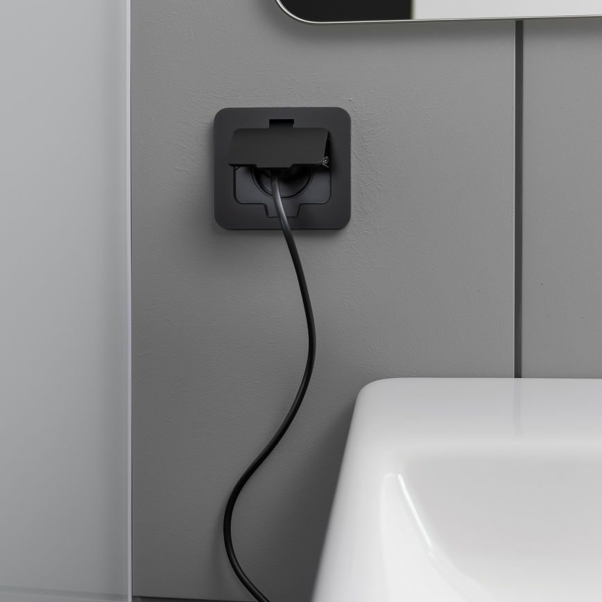 Brilagi - Zewnętrzne wpuszczane gniazdo podłogowe IP55, czarne, prostokątne