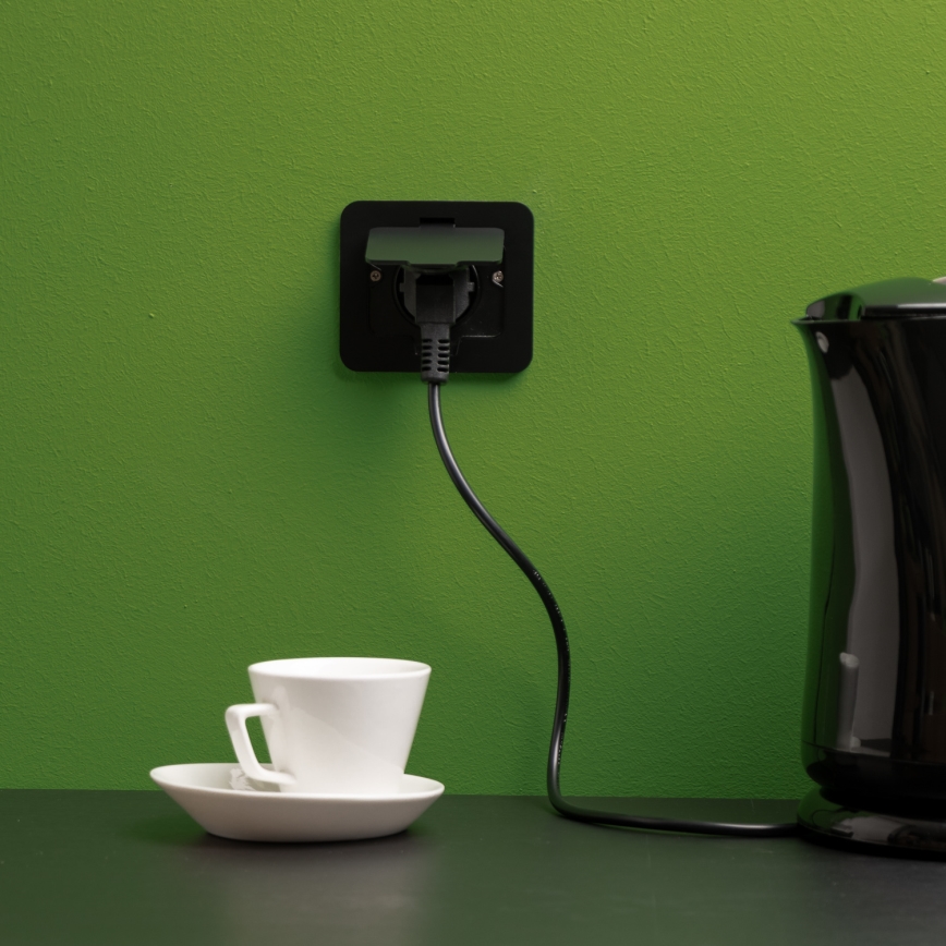 Brilagi - Zewnętrzne wpuszczane gniazdo podłogowe IP55, czarne, prostokątne