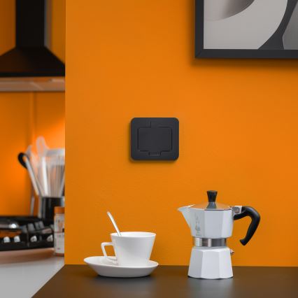 Brilagi - Zewnętrzne wpuszczane gniazdo podłogowe IP55, czarne, prostokątne