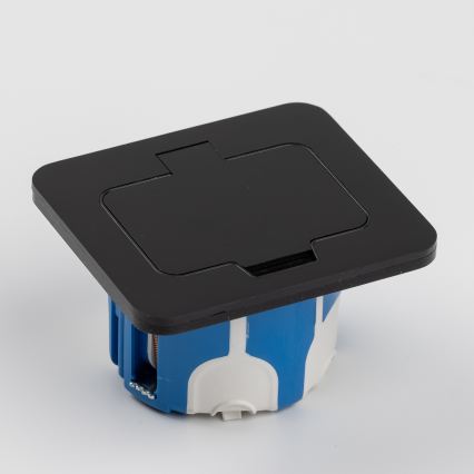 Brilagi - Zewnętrzne wpuszczane gniazdo podłogowe IP55, czarne, prostokątne