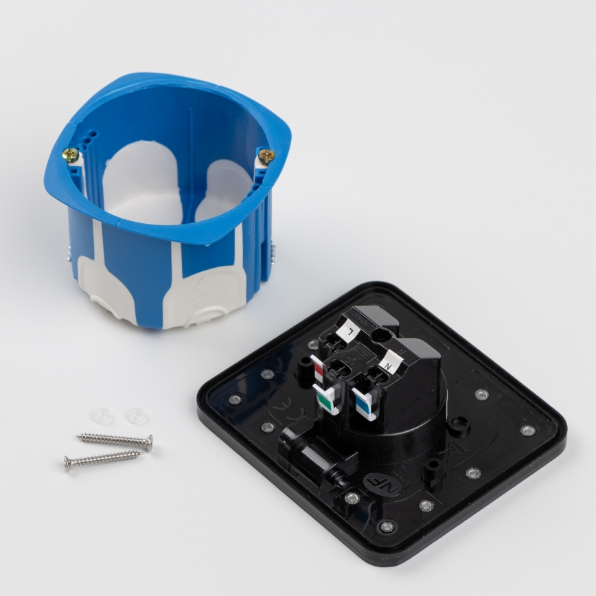 Brilagi - Zewnętrzne wpuszczane gniazdo podłogowe IP55, czarne, prostokątne