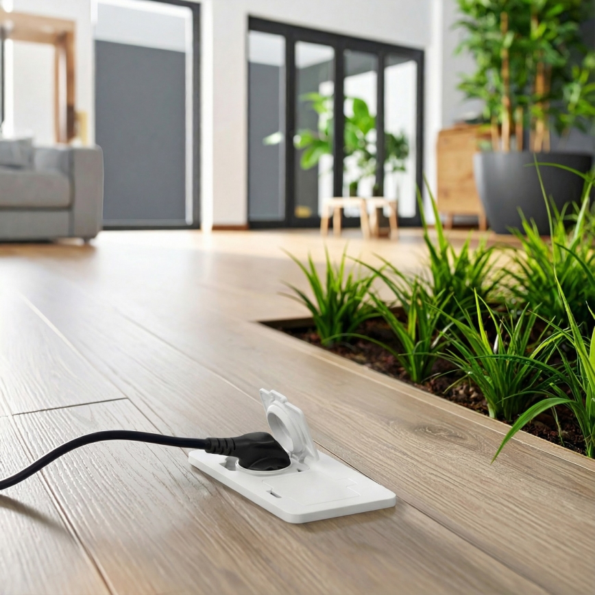 Brilagi - Zewnętrzne wpuszczane w podłogę podwójne gniazdo IP55, białe, prostokątne