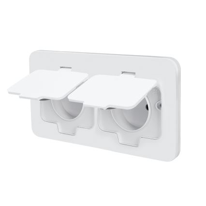 Brilagi - Zewnętrzne wpuszczane w podłogę podwójne gniazdo IP55, białe, prostokątne
