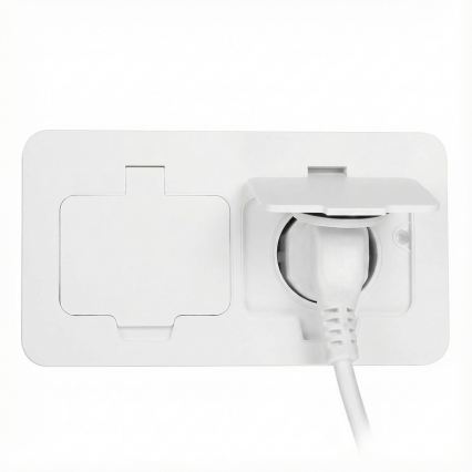 Brilagi - Zewnętrzne wpuszczane w podłogę podwójne gniazdo IP55, białe, prostokątne