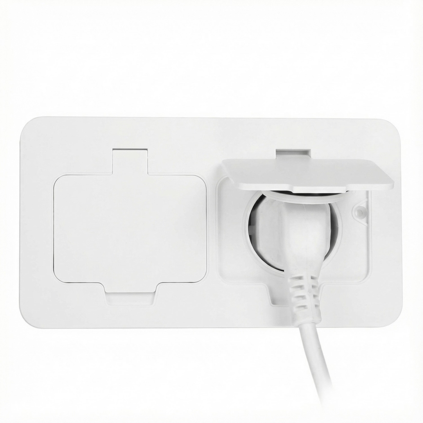Brilagi - Zewnętrzne wpuszczane w podłogę podwójne gniazdo IP55, białe, prostokątne