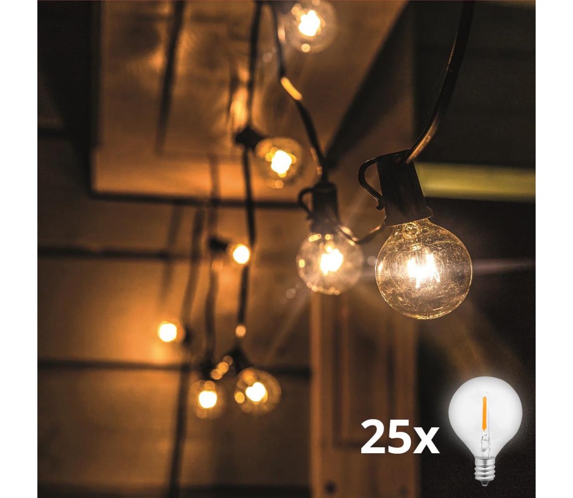 Brilagi - Zewnętrzny łańcuch dekoracyjny LED GIRLANDA 25xE12 20m czarny IP44 ciepła biel