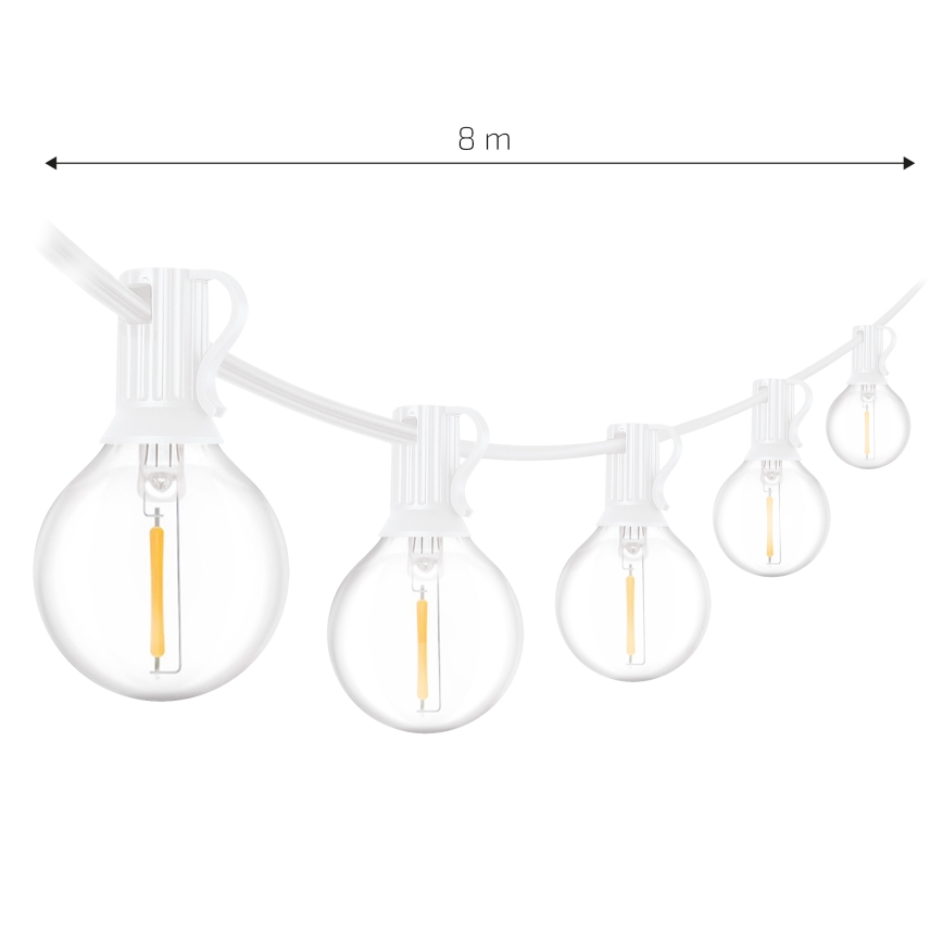 Brilagi - LED zewnętrzny łańcuch dekoracyjny GIRLANDA 10xE12/0,6W/230V 8m biały IP44 ciepła biel