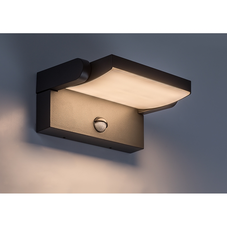 BRILAGI - LED zewnętrzny kinkiet z czujnikiem ruchu i zmierzchu ANKLE LED/12W/230V IP65 czarny