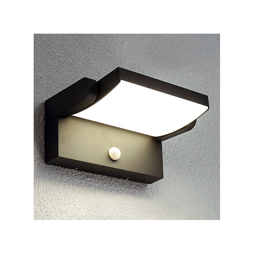 BRILAGI - LED zewnętrzny kinkiet z czujnikiem ruchu i zmierzchu ANKLE LED/12W/230V IP65 czarny