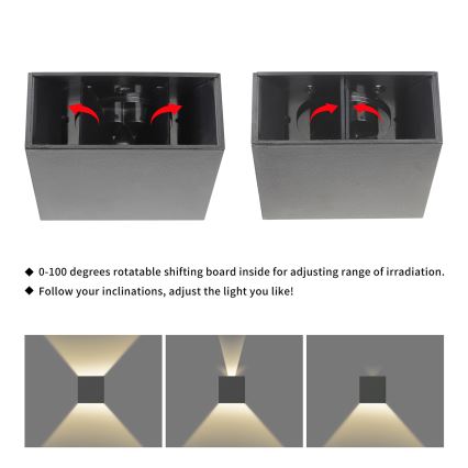 Brilagi - Zewnętrzny kinkiet LED DOUBLERAY LED/4W/230V antracyt IP65