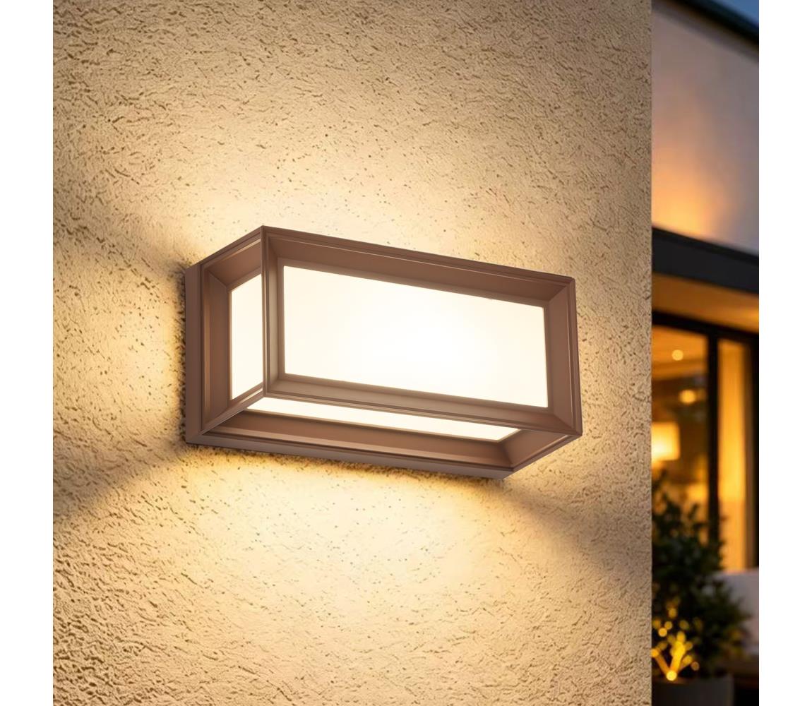Brilagi - Zewnętrzny kinkiet LED PARKER, 12 W, 230 V, barwa światła 3000/4500/6000 K, brązowy, IP44