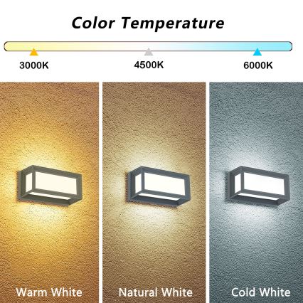 Brilagi - Kinkiet zewnętrzny LED PARKER LED/12W/230V 3000/4500/6000K szary IP44