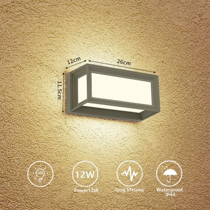 Brilagi - Kinkiet zewnętrzny LED PARKER LED/12W/230V 3000/4500/6000K szary IP44