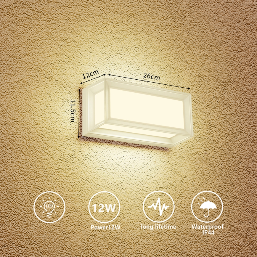 Brilagi - Zewnętrzny kinkiet LED PARKER LED/12W/230V biały IP44