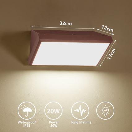 Brilagi - LED zewnętrzny kinkiet TRIANGLE LED/20W/230V 3000/4000/6500K brązowy IP65