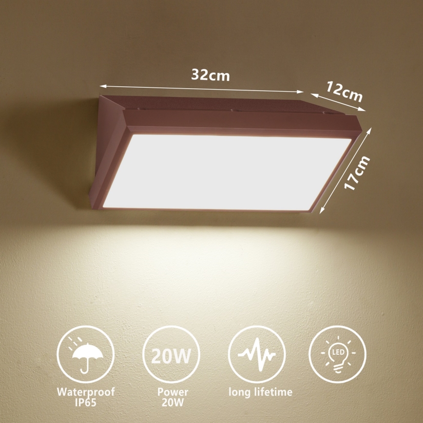 Brilagi - zewnętrzny kinkiet LED TRIANGLE/20W/230V brązowy IP65