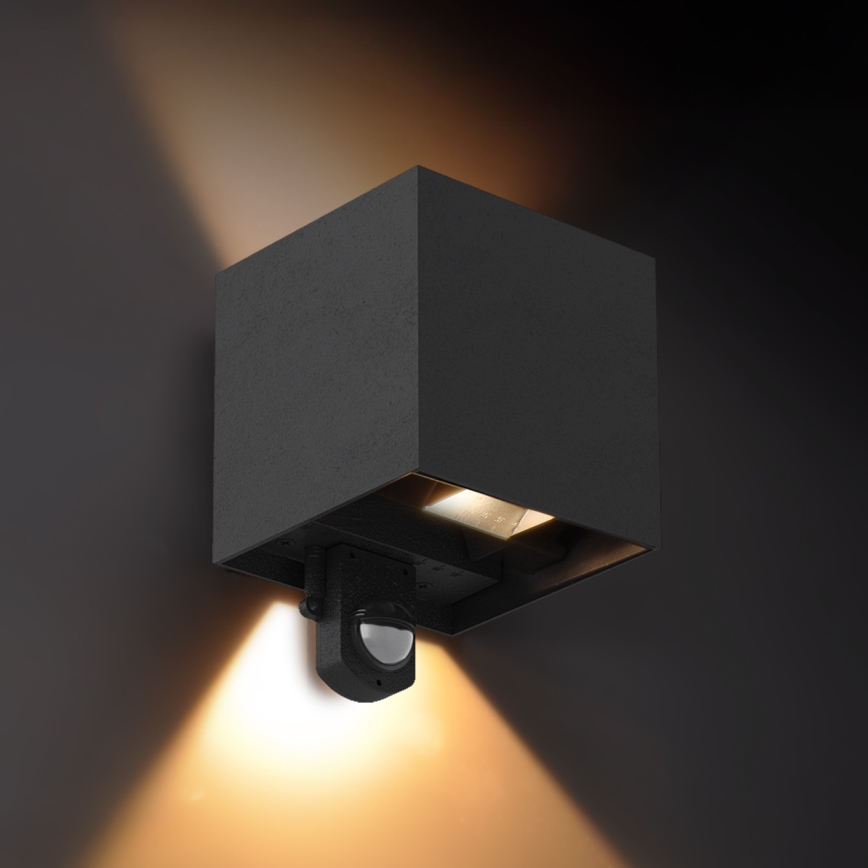 Brilagi - Zewnętrzny kinkiet LED z czujnikiem CUBE LED/6W/230V, czarny, IP65