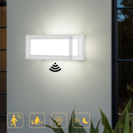 Brilagi - LED zewnętrzna oprawa ścienna z czujnikiem PARKER LED/12W/230V biała IP44