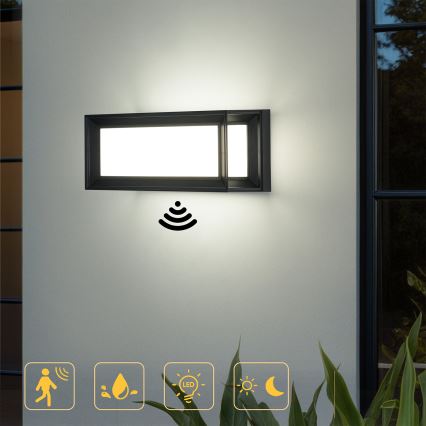 Brilagi - Zewnętrzny kinkiet LED z czujnikiem PARKER LED/12W/230V czarny IP44