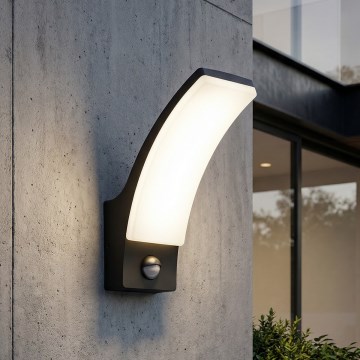 BRILAGI - Zewnętrzny kinkiet LED z czujnikiem ruchu i zmierzchu ARCELO LED/12W/230V IP65 czarny