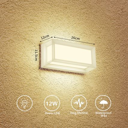 Brilagi - LED zewnętrzna oprawa ścienna PARKER LED/12W/230V 3000/4500/6000K biała IP44