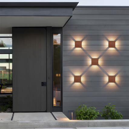 Brilagi - Zewnętrzny kinkiet QUADRAY LED/6W/230V, dekor drewna IP54