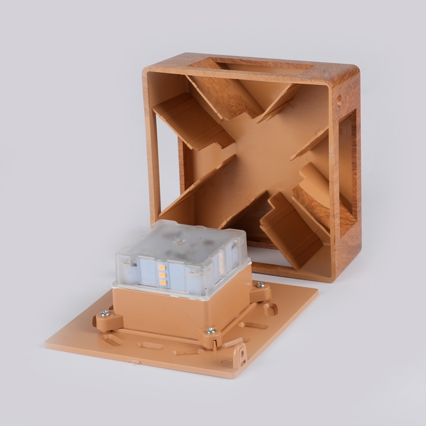 Brilagi - Zewnętrzny kinkiet QUADRAY LED/6W/230V, dekor drewna IP54