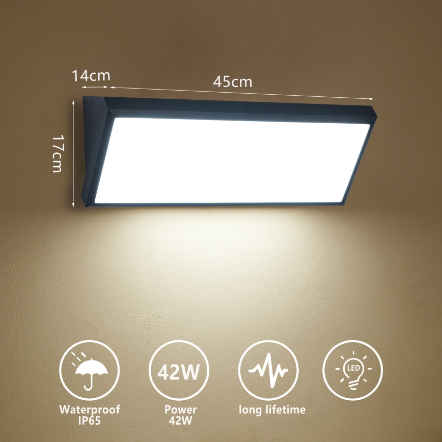 Brilagi - kinkiet zewnętrzny LED TRIANGLE, 42 W, 230 V, 3000/4000/6500 K, 45 cm, czarny, IP65