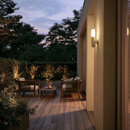 BRILAGI - Zewnętrzna lampa ścienna z czujnikiem ELIA 1xE27/20W/230V IP44 matowy chrom