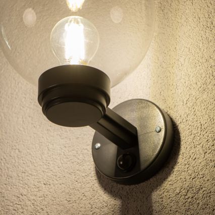 Brilagi - Zewnętrzna lampa ścienna z czujnikiem ruchu HARBOR 1xE27/40W/230V IP33 czarna/przezroczysta
