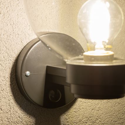 Brilagi - Zewnętrzna lampa ścienna z czujnikiem ruchu HARBOR 1xE27/40W/230V IP33 czarna/przezroczysta