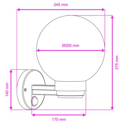 Brilagi - Zewnętrzna lampa ścienna z czujnikiem ruchu HARBOR 1xE27/40W/230V IP33 czarna/przezroczysta