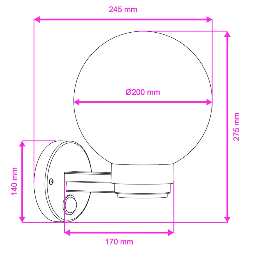 Brilagi - Zewnętrzna lampa ścienna z czujnikiem ruchu HARBOR 1xE27/40W/230V IP33 czarna/przezroczysta