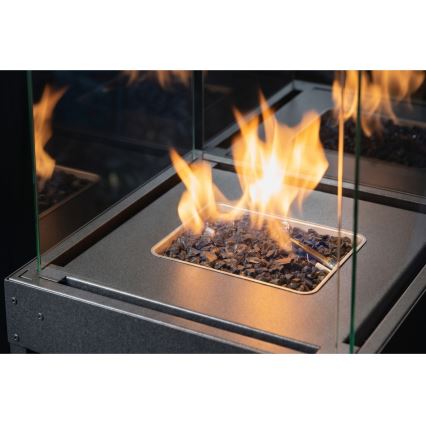 BRILAGI - Zewnętrzny kominek gazowy FLARO GAS 142x36 cm 8kW 1xAAA antracyt + pokrowiec ochronny