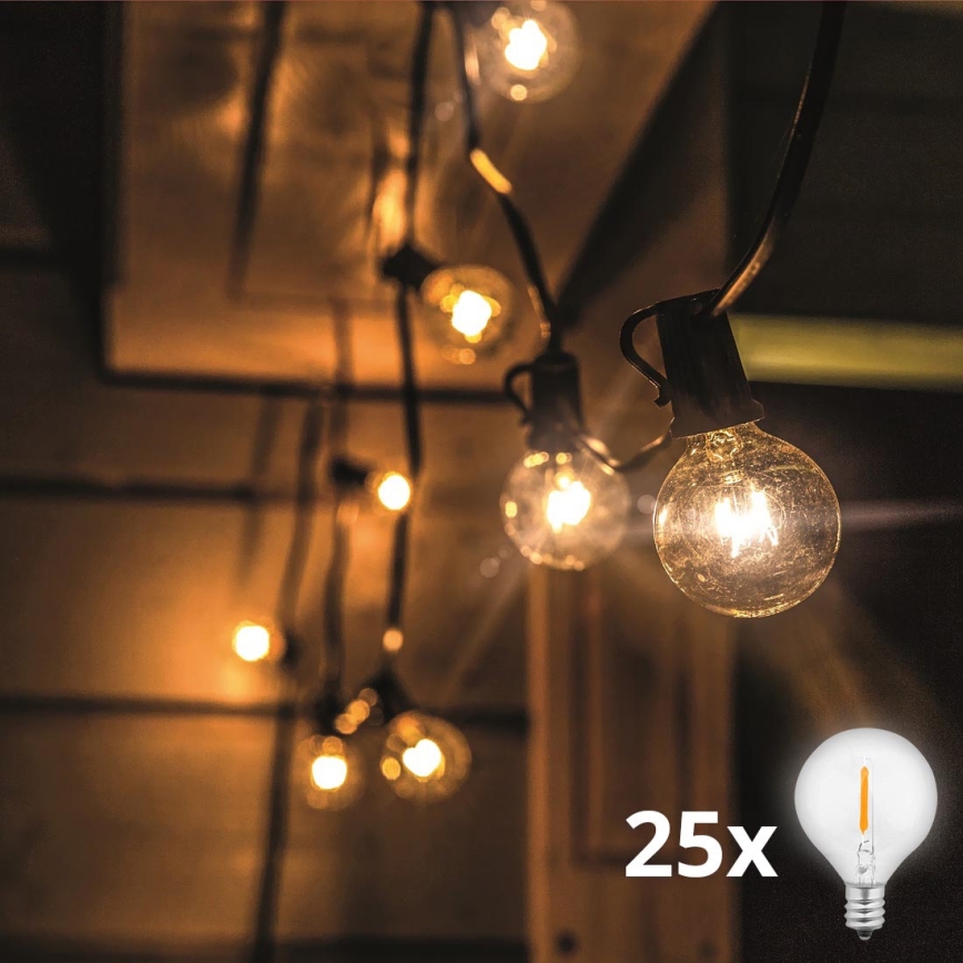 Brilagi - Zewnętrzny łańcuch dekoracyjny LED GIRLANDA 25xE12 20m czarny IP44 ciepła biel