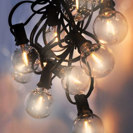 Brilagi - Zewnętrzny łańcuch dekoracyjny LED GIRLANDA 25xE12 20m czarny IP44 ciepła biel