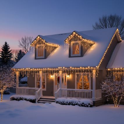 Brilagi - Zewnętrzny łańcuch LED, 400 diod, 8 funkcji, 23 m, IP44, ciepła biel