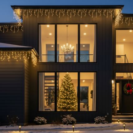 Brilagi - Zewnętrzny łańcuch LED, 400 diod, 8 funkcji, 23 m, IP44, ciepła biel