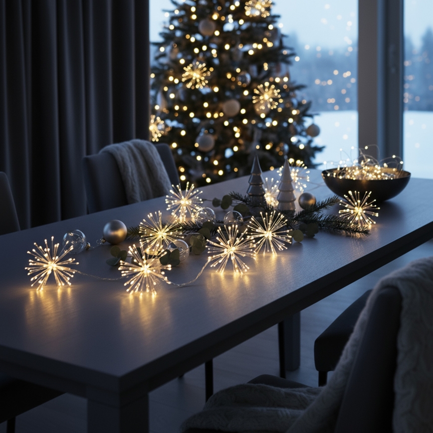 Brilagi - zewnętrzny łańcuch świetlny LED, 150 diod, 5 m, IP44, ciepłe białe światło, efekt fajerwerków