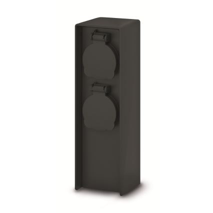 Brilagi - Zewnętrzny słupek z dwoma gniazdami 230V, IP44, SCHUKO, czarny