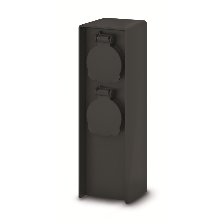 Brilagi - Zewnętrzny słupek z dwoma gniazdami 230V, IP44, SCHUKO, czarny