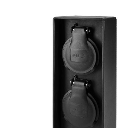 Brilagi - Zewnętrzny słupek z dwoma gniazdami 230V, IP44, SCHUKO, czarny