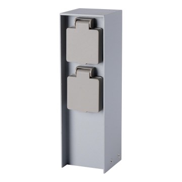 Brilagi - Zewnętrzny słupek z gniazdami PILLAR 2x SCHUKO 230V IP44 srebrny